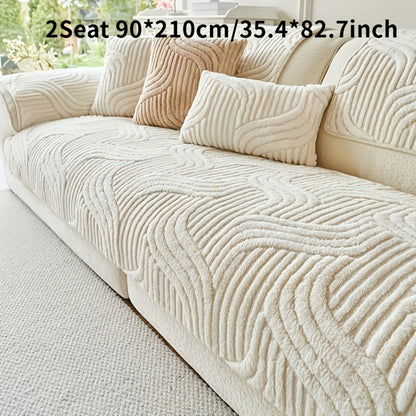 Sofa Cover Plush Shu Velveteen Non-Slip Couch Slipcover Breathable Pet-Proof Vintage Style for Living Room Bedroom Office 2 3 4 Seater