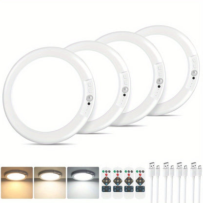 Motion Sensor Ceiling Light Rechargeable with Remote – 3-Color Dimmable Wireless LED Overhead Light, No Wiring, Battery Operated for Closet, Shower, Pantry, Shed & Hallway (Round & Square, 1 or 2 Pack)