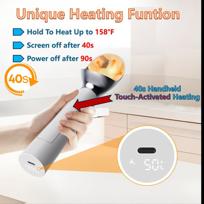 Heated Electric Ice Cream Scoop – USB-C Rechargeable with 3 Temperature Levels up to 158°F, Touch-Activated, IPX7 Waterproof, LED Display, Food Grade Stainless Steel, Ergonomic Design for Hard Ice Cream
