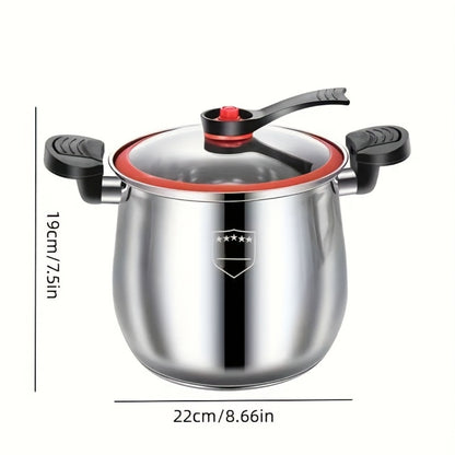 Stainless Steel Quick Cooking Pot with Lid Large Capacity – Food-Grade Non-Stick Scratch-Resistant Saucepan | Induction & Gas Stove Compatible Stew Soup Pot Even Heating Kitchen Cookware