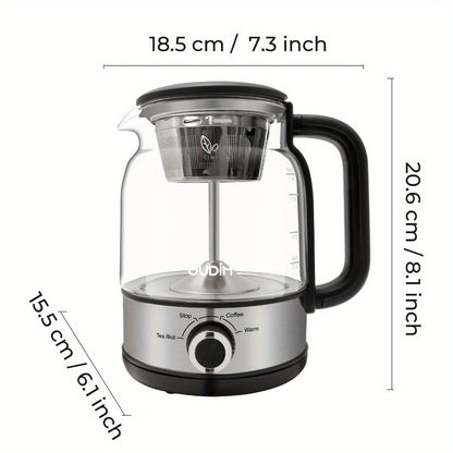 Drip Coffee Maker Electric Kettle 600W 40.58oz BPA-Free Glass Stainless Steel Spray Brew Keep Warm Boil-Dry Protection for Coffee Tea Perfect Gift