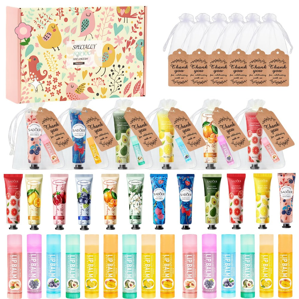 24pcs Bulk Lip Balm & Hand Cream Gift Set – Party Favors, Wedding & Thank You Gifts for Guests
