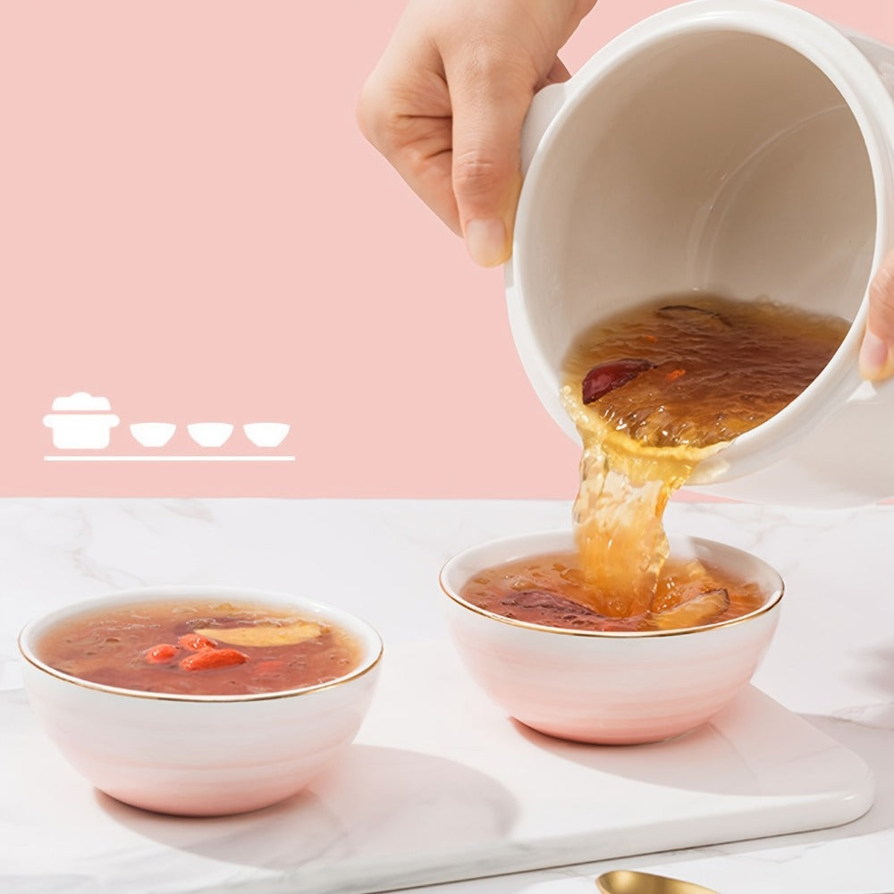 Electric Ceramic Stew Pot 1L 200W Anti Dry Burn 24H Intelligent Reservation Slow Cooker for Porridge Rice Soup Congee Small Family Individual Use