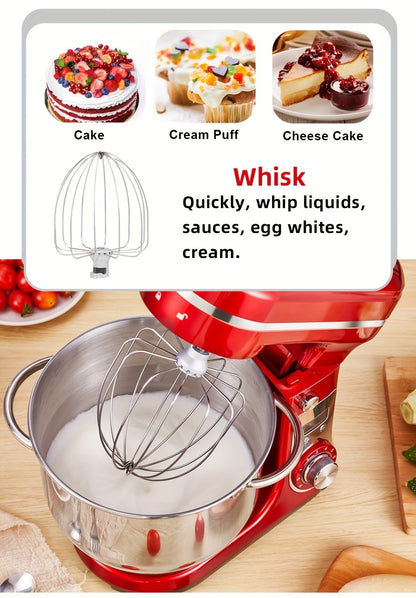 Stand Mixer 1200W 6L Stainless Steel Bowl - Kitchen Food Stand Mixer with Dough Hook, Whisk & Beater, 6-Speed Tilt-Head Electric Mixer for Baking, Kneading, Whipping, Red