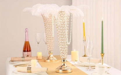 Crystal Trumpet Flower Vase Centerpieces for Wedding Table – Bling Wrought Crystal Vases for Party, Anniversary, Birthday, Banquet & Home Decor, Gold & Silver, 2pcs or 10pcs Set