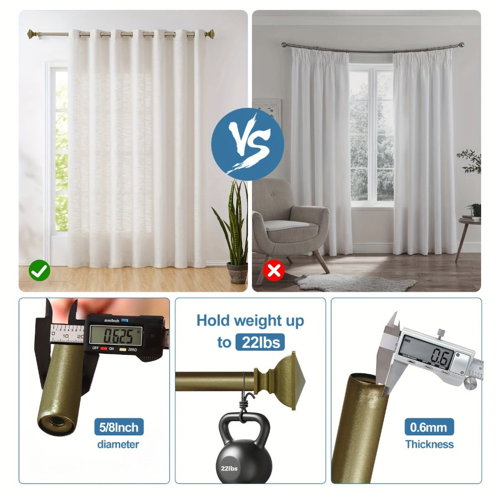 Double Curtain Rod Set with Square Urn Finials Adjustable Double Drapery Rod 5 Finishes 2 Sizes Window Curtain Hardware Easy Install