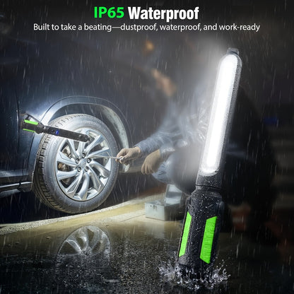 LED Work Light Rechargeable Cordless with Magnetic Base & Hook – Portable Mechanic Floodlight, Adjustable Brightness, Motion Sensor Control, Waterproof for Car Repair, Workshop, Garage, Outdoor & Emergency Use
