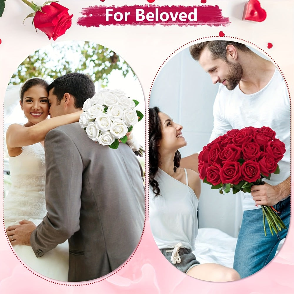 Artificial Roses Bulk with Long Stems – Real Touch Velvet Fake Flowers for Wedding Bouquet, Bridal Centerpiece, Valentine's Day, Mother's Day, Home Decor (50/100pcs, Multi Colors)