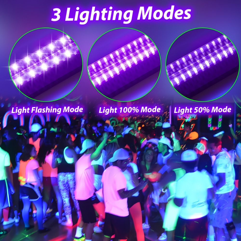 UV Black Light Bar 40 LED 385-400nm USB Plug 3 Modes Portable Blacklight for Glow Party Body Paint Fluorescent Poster Halloween Christmas Decor