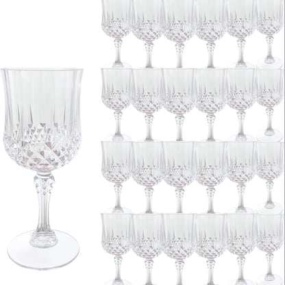 Plastic Wine Glasses 24 Pack 7oz – Unbreakable Crystal Vintage Champagne Flute Glasses Reusable Drinkware for Wedding Party Outdoor Events Kitchen