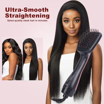 3-in-1 Hot Air Brush Hair Dryer Straightener Comb | Ionic Blow Dryer Brush with Negative Ion Frizz Control, Anti-Scald, Wet & Dry Use – Salon Styler for All Hair Types, 110V