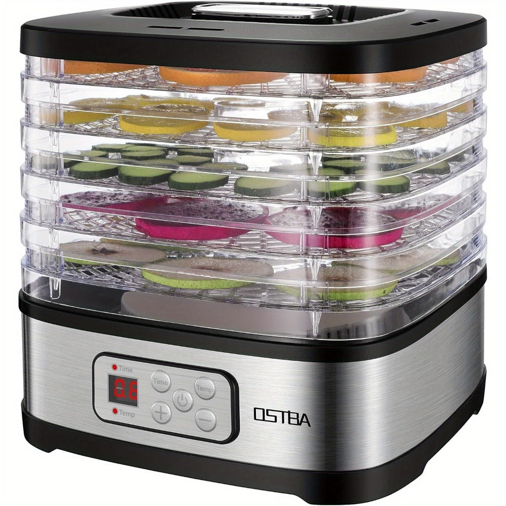 Food Dehydrator Machine 5-Tray with Adjustable Temperature Control and 72-Hour Timer - Electric Food Dryer for Jerky Fruit Herbs Dog Treats Snacks, 240W LED Display Dehydrator with Recipe Book Included