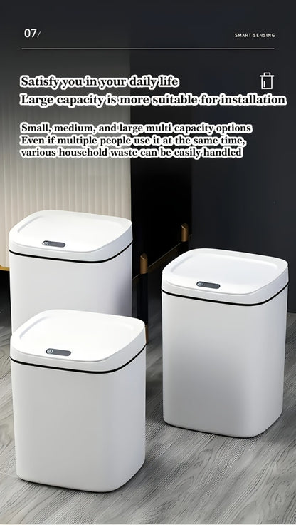 Motion-Activated Touchless Trash Can with Lid – Smart Sensor Waste Bin for Kitchen, Bathroom, Office & Home, Minimalist Rectangular Design, Battery Powered, 3-4 Gallon