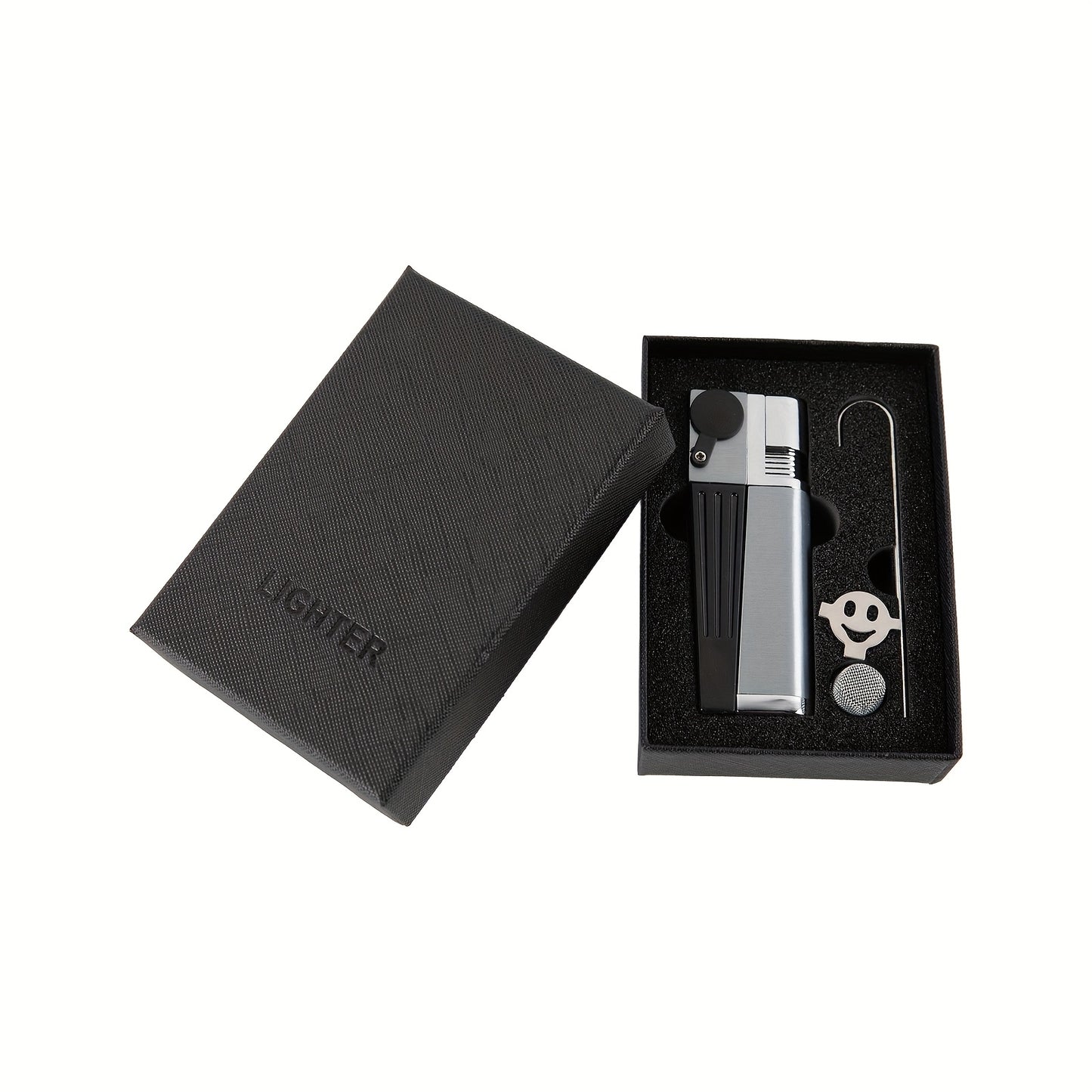 Folding Pipe Lighter Refillable 2-in-1 with Adjustable Flame, Metal-Crafted Durable Design, Gift Box Included – Windproof Butane Lighter for Men, Outdoor, Christmas & Valentine’s Day Gift