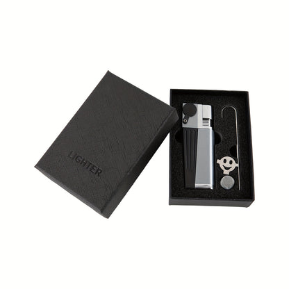 Folding Pipe Lighter Refillable 2-in-1 with Adjustable Flame, Metal-Crafted Durable Design, Gift Box Included – Windproof Butane Lighter for Men, Outdoor, Christmas & Valentine’s Day Gift