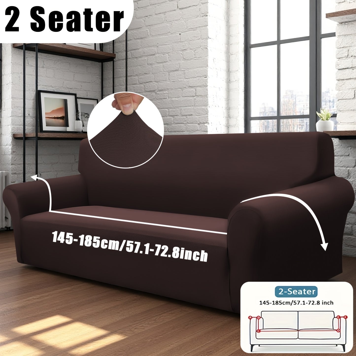 Stretch Sofa Cover Elastic Band | Milk Fiber Fabric Slipcover, Machine Washable Polyester Spandex, 1 to 4 Seater Armchair Couch Cover, Red Gray Blue Black Coffee, Home Decor