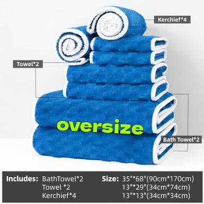 Waffle Weave Bath Towels Set 4 Pack or 8 Pack - Ultra Soft Super Absorbent Quick Dry Microfiber Moire Textured Towels | Spa Gym Travel Daily Use | Multi-Color Sets Gray Pink Blue Beige Gift Set