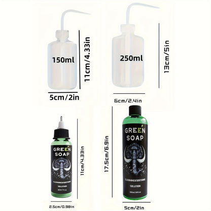 Tattoo Green Soap Cleansing Solution Kit - Professional Tattoo Wash Soap with Squeeze Bottle, Safe Moisturizing Foam for Tattoo Artists Skin Care & Color Preservation