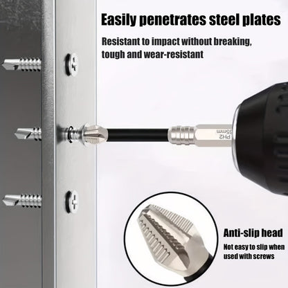 Magnetic Screwdriver Drill Bit Set Anti-Slip - K5 High Magnetic Power Bits in 50mm 65mm 70mm 75mm 90mm 150mm, Electric Screwdriver Bit Kit for Power Drills, DIY Home Repair & Professional Use