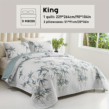 Reversible Floral Comforter Quilt Set – Soft Microfiber Botanical Bedding, Twin Full Queen King, All Seasons – White, Blue, Pink & More
