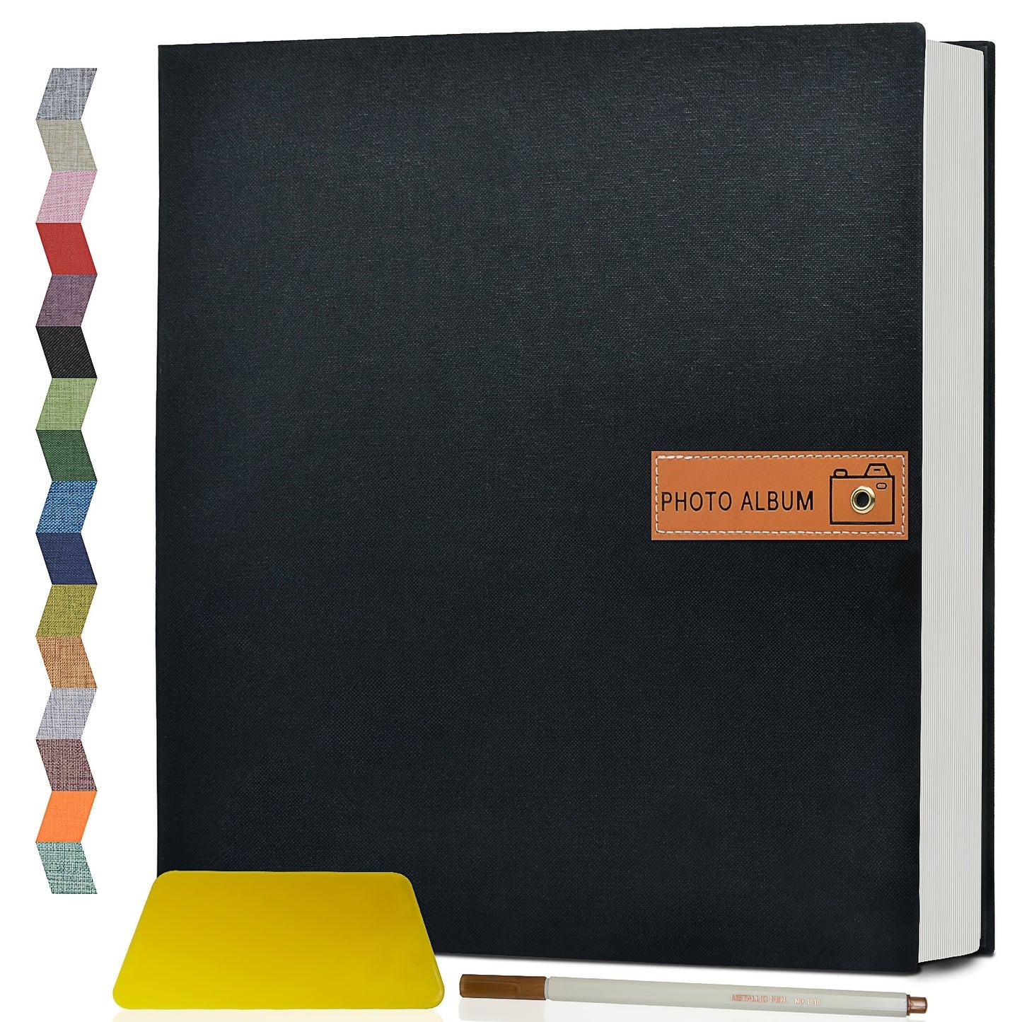 Self Adhesive Photo Album Scrapbook – Large Linen Cover Memory Book for 4x6 5x7 8x10 Photos, DIY Picture Book with Metal Pen, Gift for Mom, Baby, Wedding, Valentine's Day & Mother's Day, 40 & 60 Pages