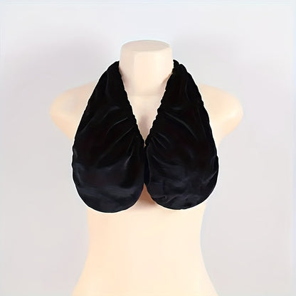 Towel Bra Wrap Double-Sided Coral Fleece 450GSM Absorbent Soft Warm Strapless Hanging Neck Chest Wrap for Beach Sports Daily Wear Feeding Women S M L Black Pink White Red Blue Green Purple