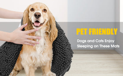 Chenille Doormat Absorbent Non-Slip Washable Indoor Outdoor Mat - Soft Shaggy Entryway Rug for Muddy Paws, Pets & Dogs | Machine Washable Front Door Mat in 18 Colors & 5 Sizes | Anti-Slip Rubber Backing