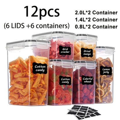Food Storage Containers with Flip Top Lids - Airtight Plastic Jar Set for Pantry Kitchen Organization, Includes Reusable Labels and Marker, Dishwasher Safe, Available in 6, 12, 14, 20, 48 and 84 Piece Sets for Home Travel and Outdoor Use