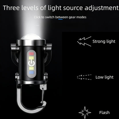 Mini Keychain Flashlight 4 Pack USB Rechargeable, 1200 Lumens 7 Modes Compact EDC Pocket Flashlight with Phone Charging Function, Clip-On Portable Torch for Hiking Camping Emergency Outdoor Survival