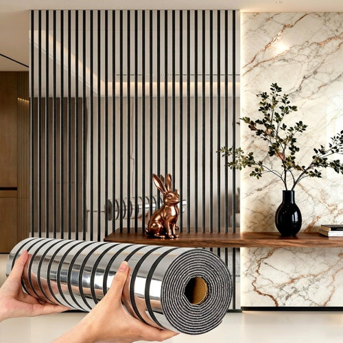 3D Mirror Slat Wall Panel Self-Adhesive Peel and Stick Gold Silver Metallic Grid Wall Sticker for TV Background Wall Ceiling Curved Edges Home Decor Art Easy Install