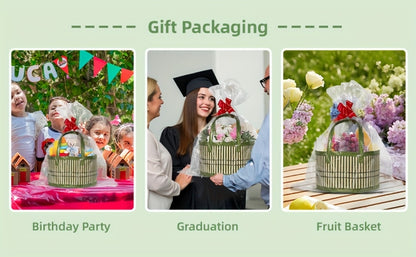 Bamboo Storage Baskets 6-Pack | Gift Wrap Organizer, Easter Egg Basket, Picnic Camping Basket, Craft Sewing Storage, Wedding Favor Box, Flower Girl Basket, Christmas Thanksgiving Holiday Basket Set