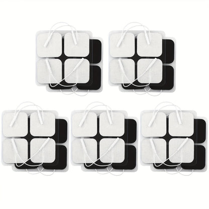 TENS EMS Electrode Pads 40-Pack, 2x2 Inch Reusable Self-Adhesive Replacement Electrode Patches with 2.0mm Pin Connector, Compatible with All TENS EMS Devices, Skin-Friendly Electrotherapy Pads
