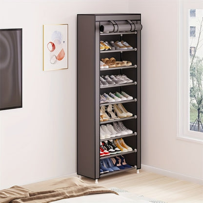 Shoe Storage Organizer 10 Tier Portable Stackable Shoe Rack with Nonwoven Fabric Cover for Closet Hallway Bedroom Entryway Grey