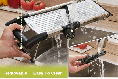Mandoline Slicer Adjustable 5-Thickness 304 Stainless Steel – Professional Vegetable Slicer for Onion, Potato, Carrot, Cheese & Fruit, Kitchen Grater with Cut-Resistant Gloves Option