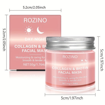 Biotin Collagen Face Mask 50g, Hydrating Anti-Aging Skin Firming Mask, Day & Night Brightening Treatment, Smooths Wrinkles & Plumps Skin for Youthful Radiant Complexion – Ideal Skincare Gift for Women