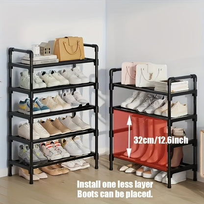 Shoe Rack Multi-Layer Space Saving - 3 to 8 Tier Shoe Storage Stand Organizer for Entryway Bedroom Closet Corridor, Stackable Shoe Shelf for Doorway, Black 23.62 Inch Wide