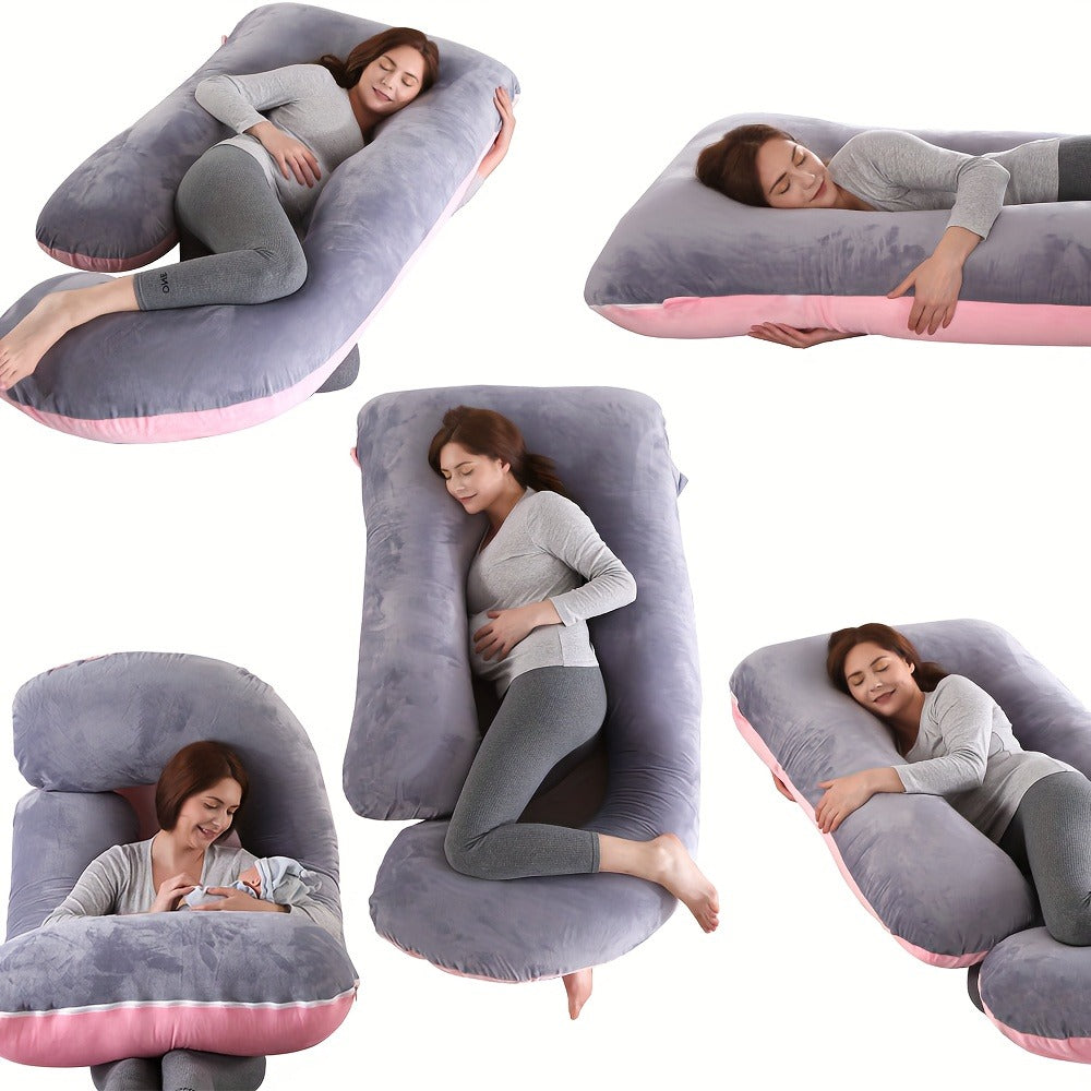 Pregnancy Pillow J-Shape 60 Inch Full Body Maternity Pillow with Velvet Cover – Back Leg Belly Support for Pregnant Women Side Sleeper Body Pillow Multiple Colors