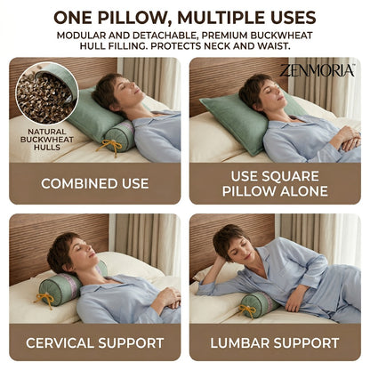 Detachable 2-in-1 Buckwheat Pillow – Ergonomic Support & Adjustable Comfort for Better Sleep