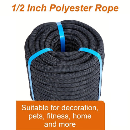 Double Braided Nylon Rope 1/2 Inch Heavy Duty Polyester – 100ft 150ft 200ft Multi-Color for Anchoring Towing Cargo Sailing Dock Lines & Outdoor Use