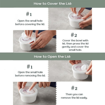Souffle Dishes Set of 6 Porcelain Ramekins with Lids 8oz Creme Brulee Cups Custard Cups for Baking Pudding Dip Sauce Dessert White Ceramic Bakeware