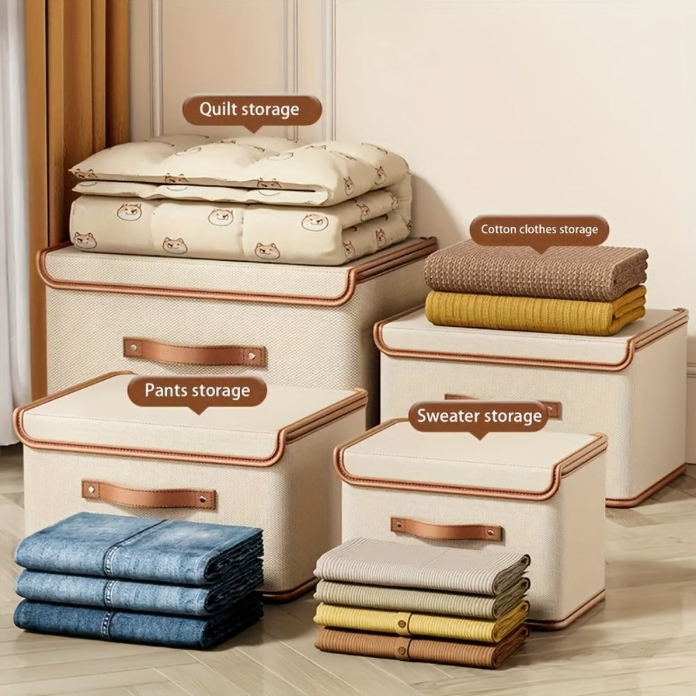 Foldable Storage Bins with Lids 2-Pack, Large Collapsible Clothes Organizer with Flip-Top Closure — Under Bed Storage for Bedroom, Closet, Dorm, Home & Travel | Multiple Sizes