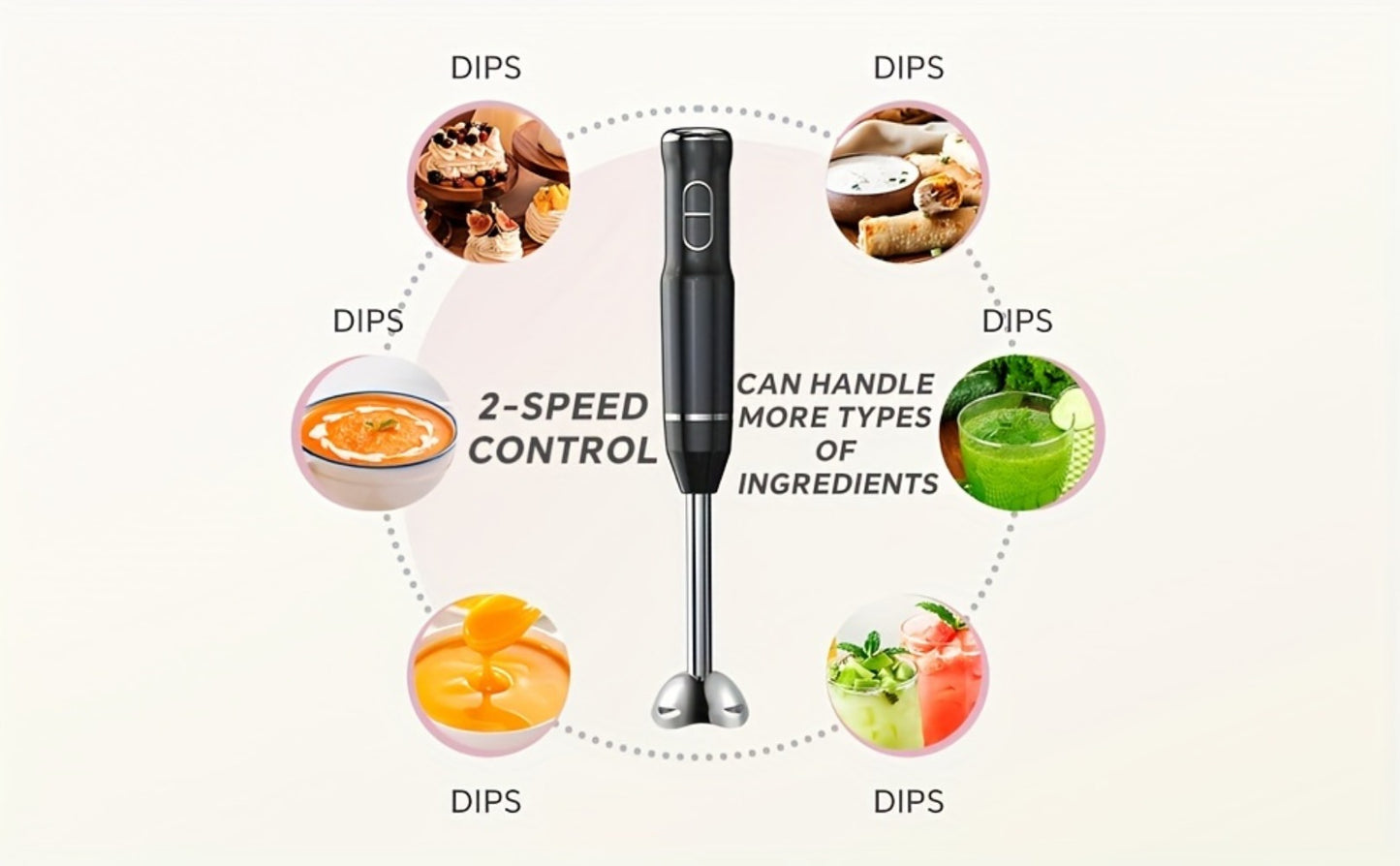 Immersion Blender 400W Handheld Stick Mixer with 2 Speeds & Turbo Mode 304 Stainless Steel Blades – Corded Hand Blender with Detachable Base for Soup Smoothie Puree Baby Food