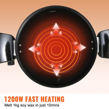 Wax Melter for Candle Making 5.5L Large Electric Wax Melting Pot with Easy Pour Spout, 1200W Fast Heating, 4-Level Temperature Control, 100pcs Wicks for Candle Soap Cream Lip Balm Bulk Production