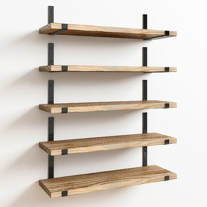 Rustic Floating Shelves Set of 5, 15.8x4.7 Inch Wall Mounted Wooden Shelves for Bedroom Living Room Kitchen Bathroom Office Plant Display