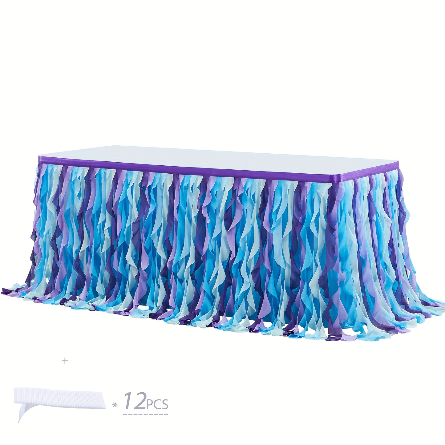 Tutu Table Skirt 6ft – Ruffle Curly Willow Tulle Table Skirt for Rectangle & Round Tables, Birthday Party, Wedding, Baby Shower, Christmas & Halloween Decoration, Multiple Colors
