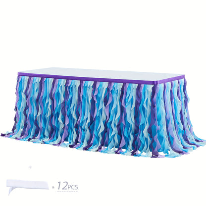Tutu Table Skirt 6ft – Ruffle Curly Willow Tulle Table Skirt for Rectangle & Round Tables, Birthday Party, Wedding, Baby Shower, Christmas & Halloween Decoration, Multiple Colors