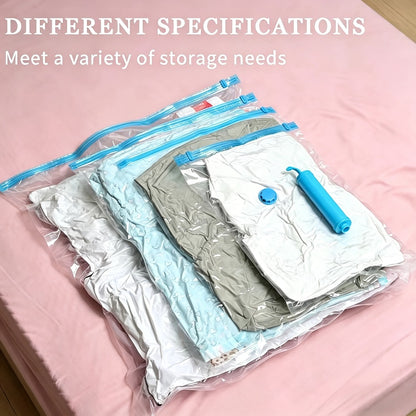 Vacuum Storage Bags with Air Pump, 20-21 Pack Reusable Compression Bags for Clothes, Quilts & Blankets — 4 Sizes Space-Saving Storage for Travel, Moving & Organizing | Transparent