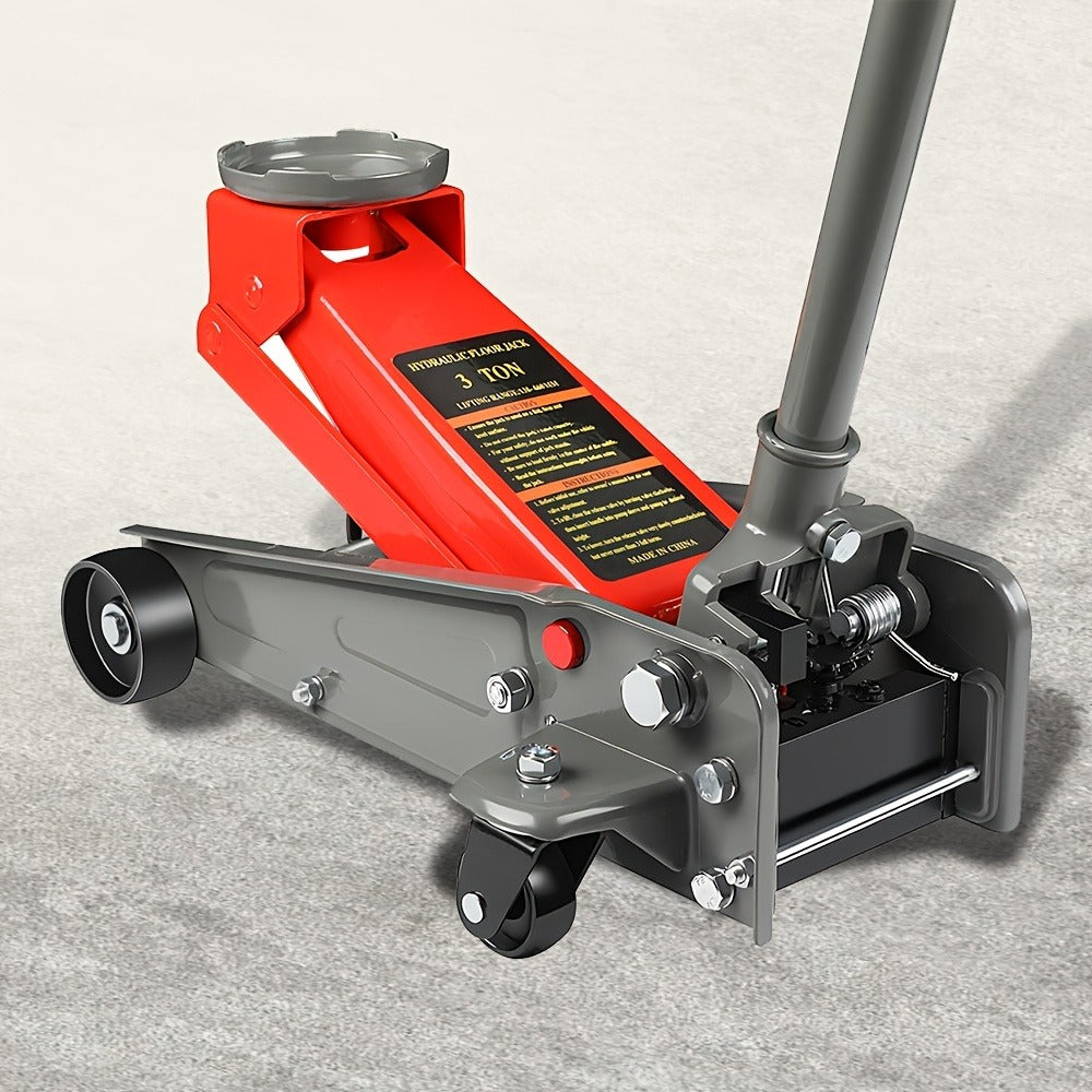 3 Ton Floor Jack with Wheels Rapid Pump Low Profile Car Jack 5.31"-18.11" Lift Range 460mm Max Height – Heavy Duty Hydraulic Floor Jack for SUV Truck Sedan, Blue & Red Available