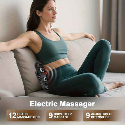 Handheld Massage Gun with Multiple Heads – 9 Modes 9 Intensity Levels USB-C Rechargeable Percussion Massager with Storage Case & Smart Timer, Deep Tissue Muscle Relief for Home Gym & Sports Recovery