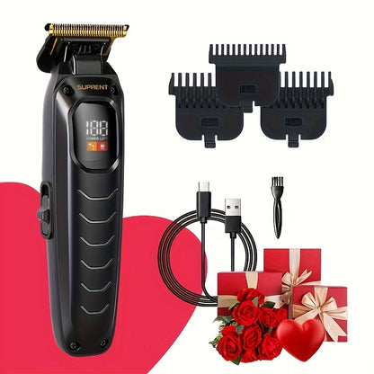 Hair Clippers & Beard Trimmer Set for Men - SUPRENT Professional Cordless Grooming Kit with T-Blade Trimmer, 6000RPM Quiet Motor, LED Display, 6 Guide Combs, Type-C Charging, Home & Barber Use